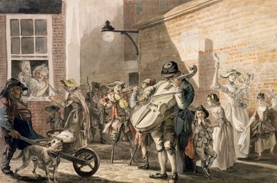 Itinerant Musicians Playing in a Poor Part of Town by Paul Sandby